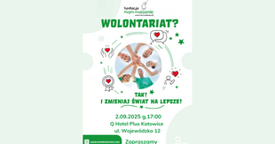 plakat fundacji o poszukiwaniu wolontariuszy