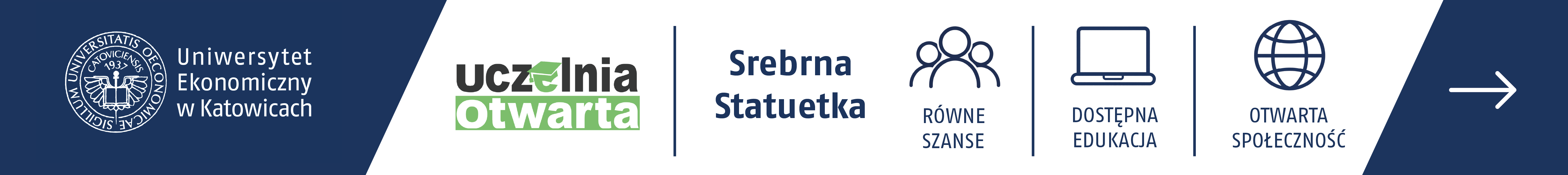 Przejdź do artykułu: Certyfikat Uczelnia Otwarta i srebrna statuetka dla UE Katowice (Równe szanse, Dostępna edukacja, Otwarta społeczność)